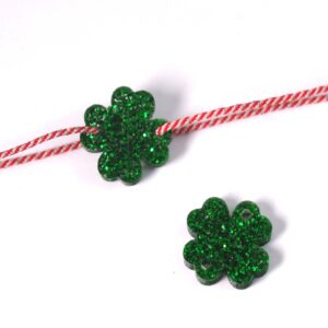 Τετράφυλλο Πράσινο Glitter Plexiglass σύνδεσμος 16x16mm
