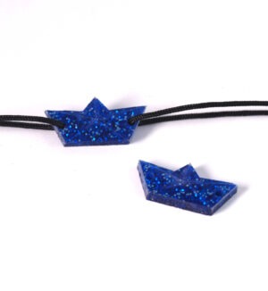 Βαρκούλα  μπλέ glitter plexiglass μικρός plexiglass σύνδεσμος 23x11mm