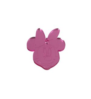 Minnie με φιόγκο ρόζ μεταλλικό χρώμα plexiglass κρεμαστό 55x46mm