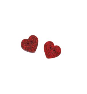 Καρδούλα κόκκινο Glitter plexiglass κουμπί 15x18mm