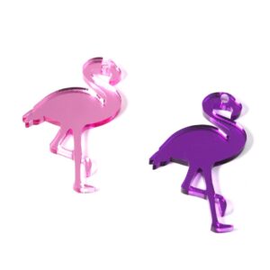 Φλαμίνγκο μεταλλικό χρώμα plexiglass κρεμαστό 52x35mm