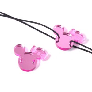 Minnie με φιόγκο ρόζ μεταλλικό χρώμα plexiglass σύνδεσμος 22x28mm