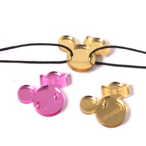 Minnie με φιόγκο μεταλλικό χρώμα plexiglass σύνδεσμος με το δικό σας όνομα 22x28mm/30 τμχ