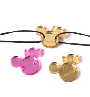 Minnie με φιόγκο μεταλλικό χρώμα plexiglass σύνδεσμος με το δικό σας όνομα 22x28mm/30 τμχ