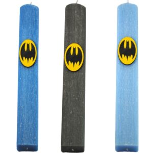 Λαμπάδα κερί ξυστή με λογότυπο Batman μαύρο - κίτρινο  plexiglass αρωματική κοντή παραλληλόγραμμη πλακέ 20cm×3.1cmx1.52cm