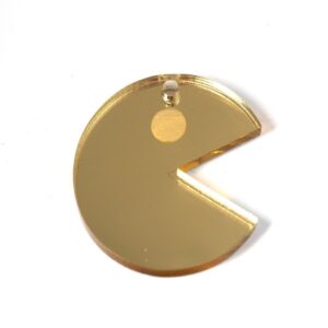 PAC-MAN χρυσό μεταλλικό χρώμα plexiglass κρεμαστό 37x33mm