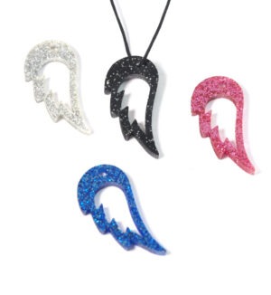 Φτερό περίγραμμα διάτρητο Glitter plexiglass κρεμαστό 39x19mm