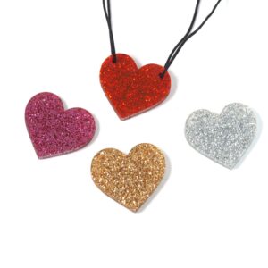 Καρδιά Glitter  plexiglass κρεμαστή 31x36mm