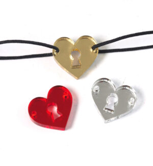 Καρδιά με λουκέτο μεταλλικό χρώμα plexiglass σύνδεσμος 15x17mm