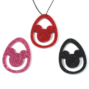 Αυγό με Mickey Mouse  διάτρητο μεταλλικό  χρώμα glitter plexiglass  κρεμαστό 56x42mm