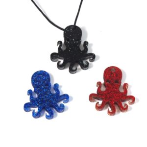 Χταπόδι διάτρητο μεταλλικό χρώμα glitter plexiglass κρεμαστό 32x28mm