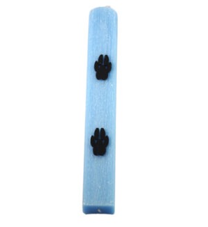 Λαμπάδα κερί ξυστή με πατούσες μαύρο plexiglass baby blue  χρώμα αρωματική κοντή παραλληλόγραμμη πλακέ 20cm×3.1cmx1.52cm