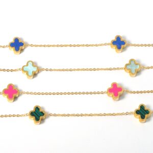 Αλυσίδα κολιέ cross 1.5mm 10 Σταυροί 13x13mm με ημιπολύτιμη πέτρα ατσάλι μήκους 81cm