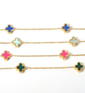 Αλυσίδα κολιέ cross 1.5mm 10 Σταυροί 13x13mm με ημιπολύτιμη πέτρα ατσάλι μήκους 81cm