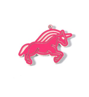 Μονόκερος baby pink-λευκό μάτ plexiglass κρεμαστό 22x31mm