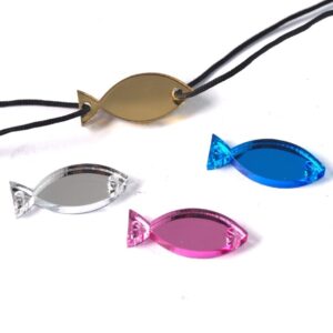 Ψάρι πλακέ μεταλλικό χρώμα plexiglass σύνδεσμος 10x25mm