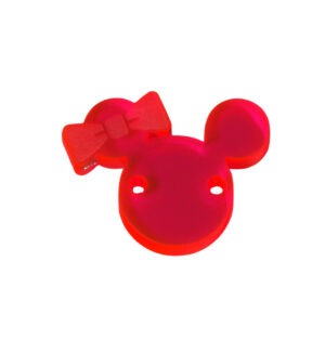 Minnie με φιόγκο ρόζ φλούο χρώμα plexiglass σύνδεσμος 22x28mm