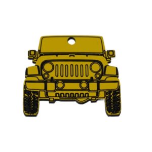 Jeep Wrangler κίτρινο-μαυρό μονής όψης μεγάλο κρεμαστό Plexiglass 38x43mm