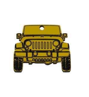 Jeep Wrangler κίτρινο-μαυρό μονής όψης μεγάλο κρεμαστό Plexiglass 38x43mm