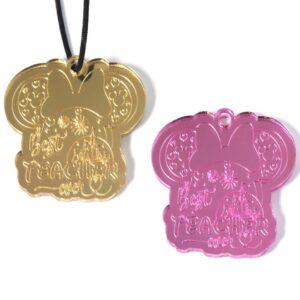 Minnie "Best Teacher ever" με σχέδια μεταλλικό χρώμα κρεμαστό 46x47mm