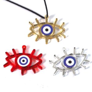 Sun eye με βλέφαρα μεταλλικό χρώμα Plexiglass κρεμαστό 36x47mm