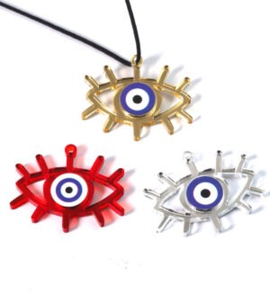 Sun eye με βλέφαρα μεταλλικό χρώμα Plexiglass κρεμαστό 36x47mm