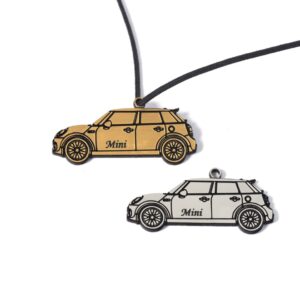 Αυτοκίνητο κάμπριο Mini Cooper ματ μεταλλικό χρώμα plexiglass κρεμαστό 22x50mm
