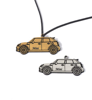 Αυτοκίνητο κάμπριο Mini Cooper ματ μεταλλικό χρώμα plexiglass κρεμαστό 22x50mm