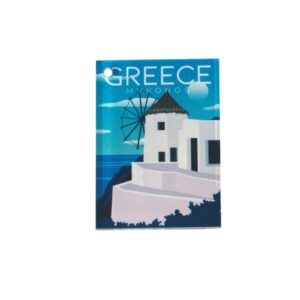 "GREECE MYKONOS" με Μύλο τυπωμένο πολύχρωμο ορθογώνιο κρεμαστό plexiglass 44x35mm