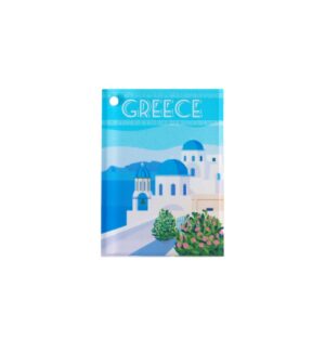"Greece" με θάλασσα και σπίτια τυπωμένο πολύχρωμο ορθογώνιο κρεμαστό plexiglass 44x35mm
