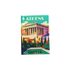 "ATHENS GREECE" με Παρθενώνα τυπωμένο πολύχρωμο ορθογώνιο κρεμαστό plexiglass 44x35mm