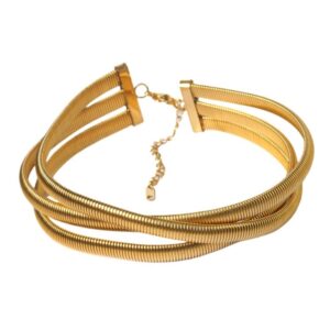 Κολιέ τσόκερ 3 Lines Spiral χρυσό μεταλλικό ατσάλι μήκος 33cm και επέκταση 7.5cm