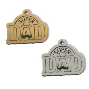 Super Dad με καπέλο και μουστάκι μάτ μεταλλικό χρώμα plexiglass κρεμαστό 30x34mm