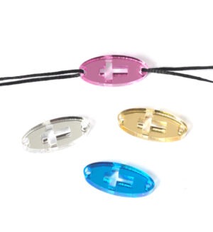 Οβάλ με σταυρό μεταλλικό χρώμα plexiglass σύνδεσμος 9x23mm