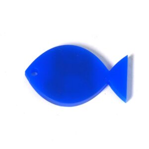 Ψαράκι μεσαίο μπλέ opaque  plexiglass κρεμαστό 27x45mm