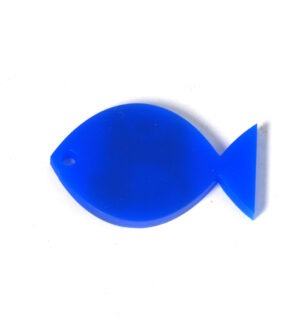 Ψαράκι μεσαίο μπλέ opaque  plexiglass κρεμαστό 27x45mm