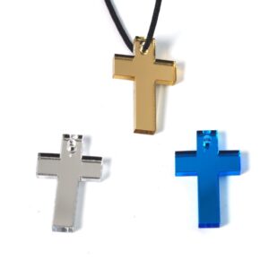 Σταυρός κρεμαστός μεταλλικό χρώμα plexiglass 29x20mm/10τμχ
