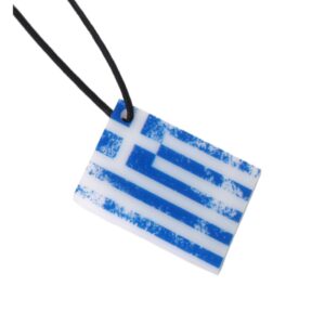 Ελληνική σημαία με νερά plexiglass κρεμαστό 40x27mm