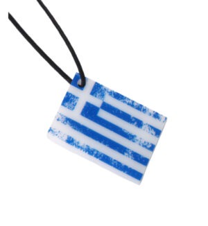 Ελληνική σημαία με νερά plexiglass κρεμαστό 40x27mm