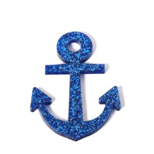 Άγκυρα με μπλε ηλεκτρίκ glitter plexiglass κρεμαστό 60x47mm