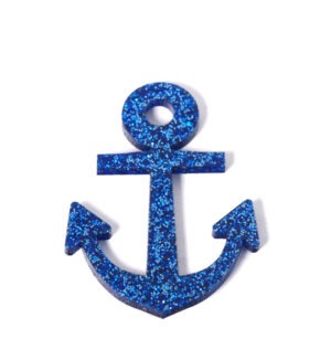 Άγκυρα με μπλε ηλεκτρίκ glitter plexiglass κρεμαστό 60x47mm