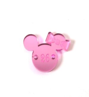 26 Minnie ρόζ μεταλλικό χρώμα  plexiglass σύνδεσμος 21.5x28mm