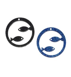 Στρογγυλό με ψαράκια glitter plexiglass κρεμαστό 55mm