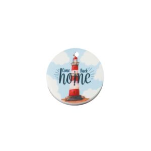 Στρογγυλό με φάρο "Come Back Home" τυπωμένο πολύχρωμο κρεμαστό σε βάση 50mm