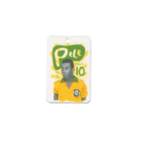 Ορθογώνιο "Pele Brazil 10" τυπωμένο πολύχρωμο plexiglass κρεμαστό 28x40mm