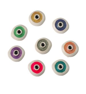 Ματάκι οβάλ ματ λευκή κεραμική χάντρα 18x20mm