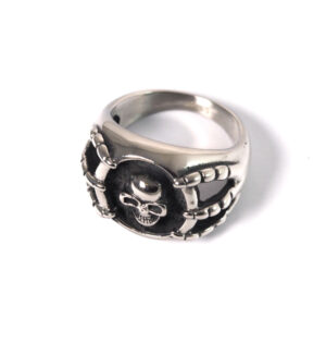 Δαχτυλίδι Ανδρικό Skull & Hands μεταλλικό ατσάλι