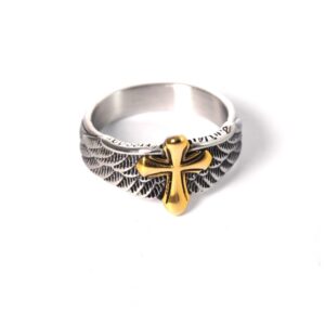 Δαχτυλίδι Ανδρικό Golden Cross & Silver Wings μεταλλικό ατσάλι