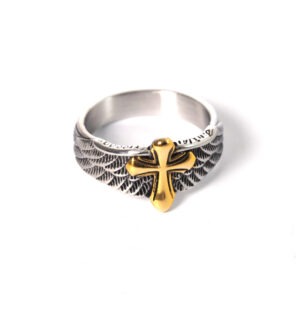 Δαχτυλίδι Ανδρικό Golden Cross & Silver Wings μεταλλικό ατσάλι