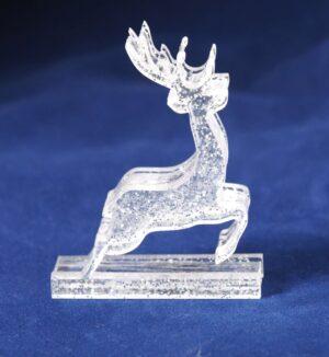 Ελάφι διάφανο glitter plexiglass διπλής όψεως επιτραπέζιο διακοσμητικό 60x50mm